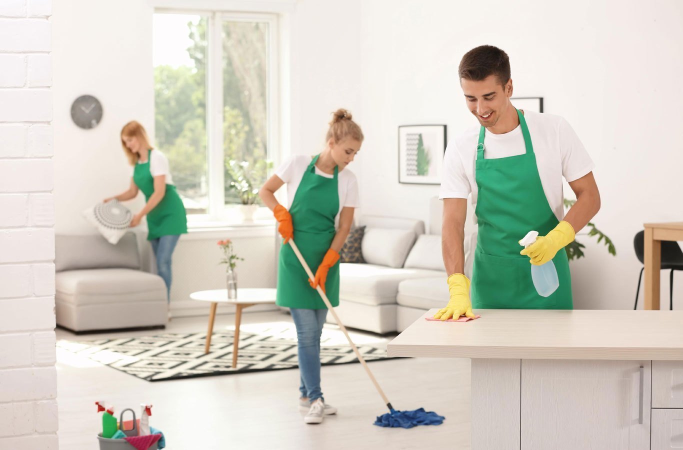 Professional cleaner performing deep cleaning in Gilbert, Arizona